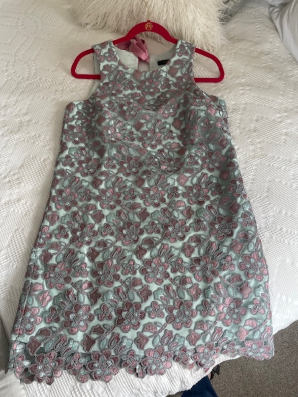 NWT CYNTHIA STEFFE  SZ 4 Sleeveless Brocade shift dress Pink/minty green